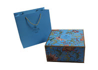 CMYK Logo Blue Paper Bags With Handles Handmade 200gsm Paper Material