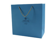 CMYK Logo Blue Paper Bags With Handles Handmade 200gsm Paper Material