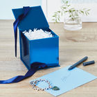 Navy Glitter 4x4 Small Gift Box With Shredded Paper Filler