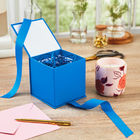 Royal Blue Small Gift Rigid Cardboard Packaging With Shredded Paper Filler