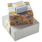 4" Gray Geometric 2 Pack Gift Boxes With Gold Bands