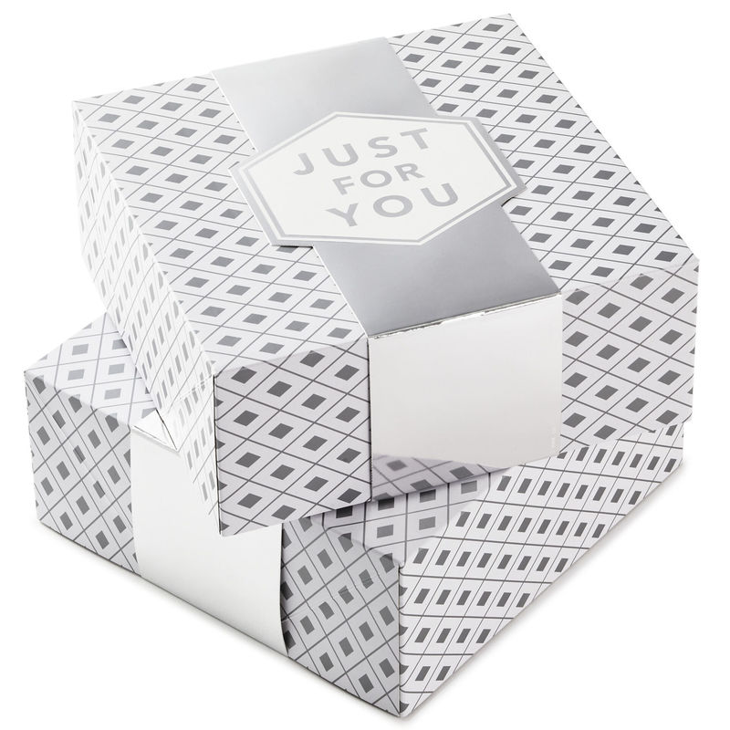 Silver Diamonds 2 Pack Rigid Presentation Boxes Hot Foil Stamping