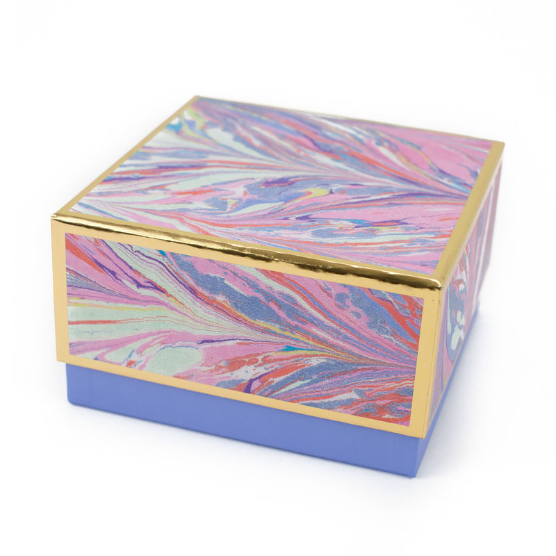 Pastel Marbled 7x7 Medium Square Gift Box , Rigid Paper Box