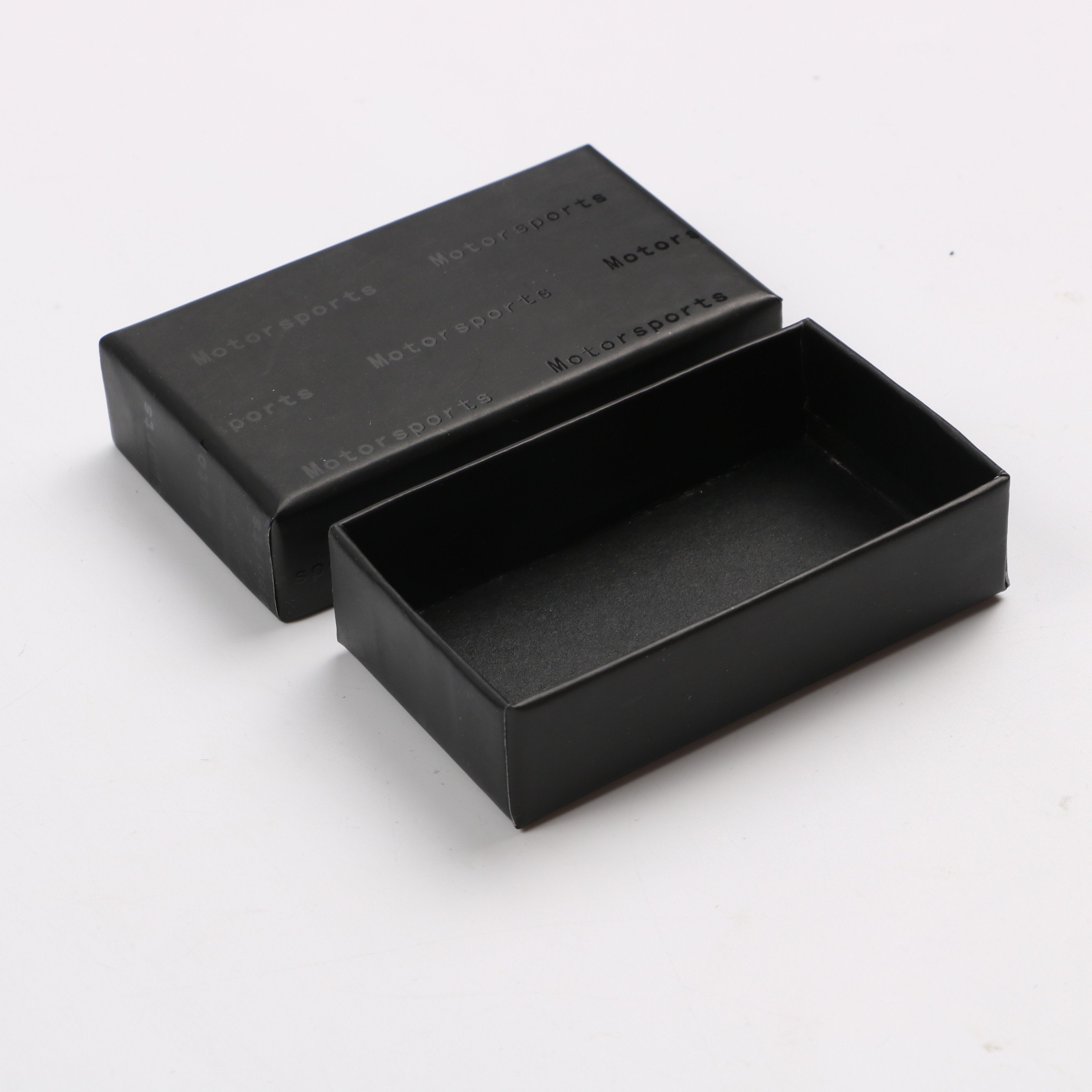 Black Rectangular Rigid Packaging Box Lid And Base Spot UV Single Side ...