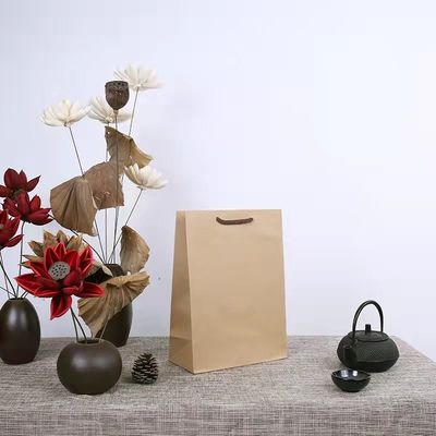 Artesanía marrón Bolsas de papel promocionales Top de cremallera para zapatos ropa