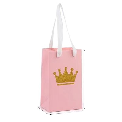 CMYK 4 रंग कस्टम मुद्रित कागज बैग बुटीक गुलाबी आभूषण कागज बैग
