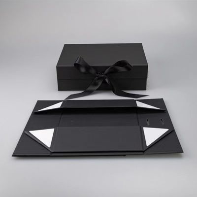 Durable T Shirt Black Rigid Gift Box , Hoody Cardboard Box With Flap Lid