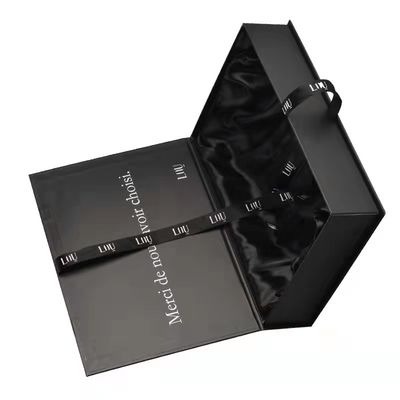 Cosmetic Black Rigid Cardboard Box Packaging Foldable Multiscene