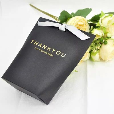 Custom Printed Thank You Paper Bags White For Birthday Boutique