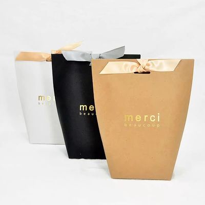 Custom Printed Thank You Paper Bags White For Birthday Boutique