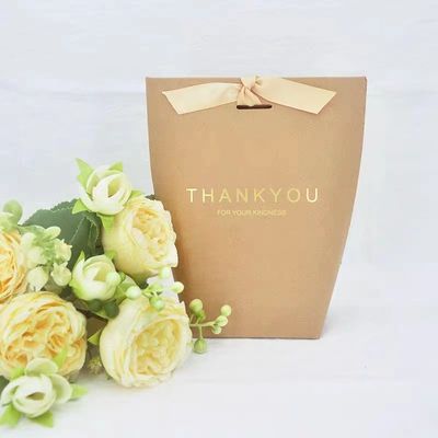 Bolsas de papel de agradecimento em papel branco para aniversário