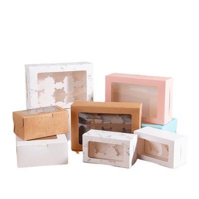 Farbige gedruckte Lebensmittelverpackungspapiere CMYK/Pantone 2 4 6 8 12 Cupcake Box Cake Boxes Hersteller