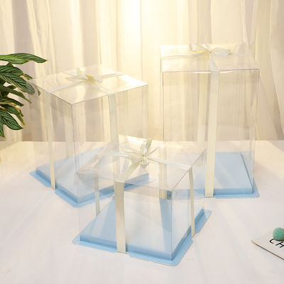 Factory Custom Eco Friendly Food Folders Box for 6 8 10 12 Inch Transparent Cake Box with Ribbon