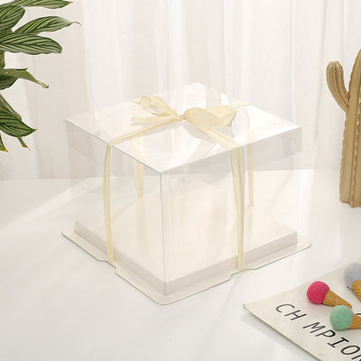Factory Custom Eco Friendly Food Folders Box for 6 8 10 12 Inch Transparent Cake Box with Ribbon