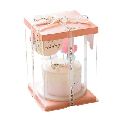 Fabbrica Custom Eco Friendly Food Folders Box per 6 8 10 12 pollici Transparent Cake Box con nastro