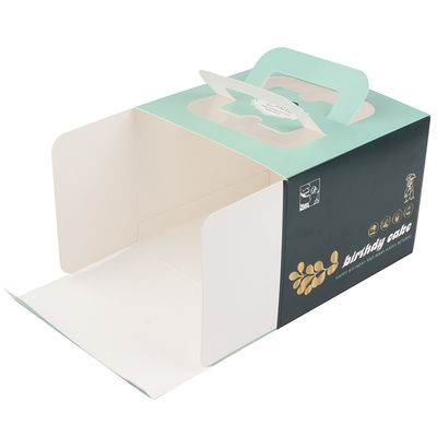 मिनी केक बक्से के लिए हैंडल फोल्डर के साथ पर्यावरण के अनुकूल पेपरबोर्ड खाद्य कंटेनर पेपर बॉक्स आपूर्ति