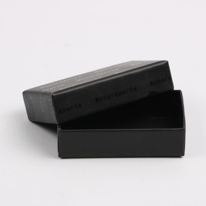 Black Rectangular Rigid Packaging Box Lid And Base Spot UV Single Side ...